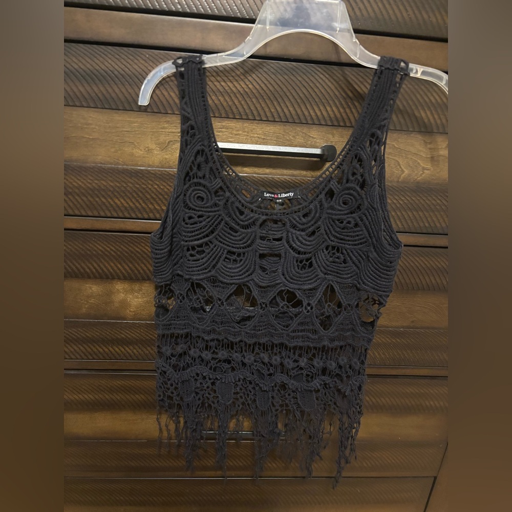 Black Crochet Sleeveless Top
